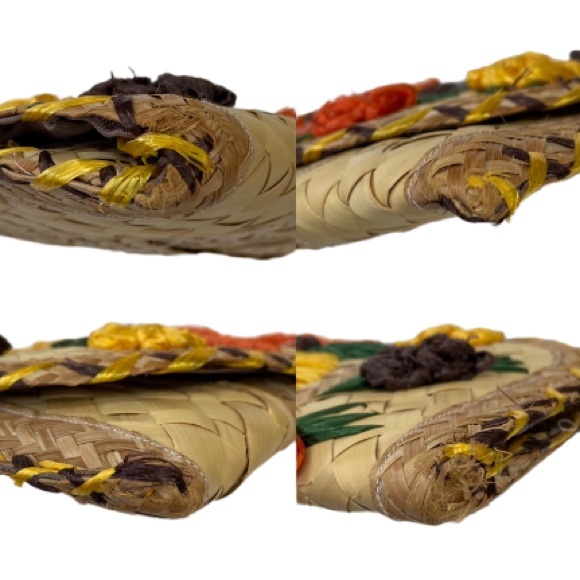 Vintage Floral Straw Clutch Bag - Picture 9 of 10